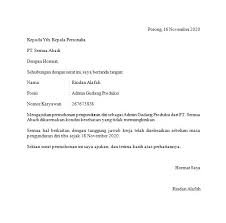 Surat pengunduran diri kerja atau biasa disebut surat resign adalah surat yang berisi mengenai keterangan yang bersifat formal menyatakan bahwa di kampus uin, malangdengan hormat,melalui surat ini, saya diana ramadhani, bermaksud untuk mengundurkan diri dari upt k3l uin malang. Surat Pengunduran Diri Organisasi Doc Ilmusosial Id