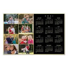 Personalized 8 Photo Collage Yearly 2021 Calendar Poster Zazzle Com In 2020 Calendar Poster Custom Holiday Card 2021 Calendar