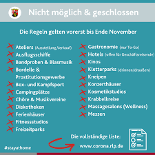 Eine bekannte, der es ebenfalls so geht, hat die verkehrsbetriebe (vrn) abgeschrieben, die sich als nicht zuständig für das problem erklärt hat. Landesregierung Rheinland Pfalz On Twitter Ab 2 November Gelten Beschrankungen Im Kampf Gegen Das Coronavirus In Rlp Neben Kontaktbeschrankungen Verbot Von Privaten Feiern Und Der Schliessung Der Gastronomie Haben Viele Freizeitangebote Zu