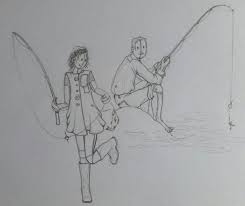 Ragdoll Girl Boy Fishing Pencildrawing Made By Me Sketch Book Boy Fishing Male Sketch