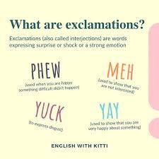 Yay We Are Learning About Exclamations Use Each Of These Four In A Sentence And Write Them In The Commen In 2020 English Vocabulary Words Writing Words English Words