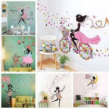 4 32 Lovely Flower Girl Removable Vinyl Wall Sticker Decal Mural Art Wall Home Decor Ebay Hom Girl Bedroom Walls Unique Wall Decor Wall Decals For Bedroom