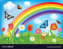 With Butterflies Rainbows And Flowers Download A Free Preview Or High Quality Adobe Illustrator Ai Ep Flower Background Wallpaper Nursery Mural Rainbow Mural