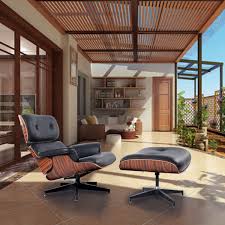 Lounge recliner chair and ottoman,mid century modern style, walnut veneer frame,natural leather high grade chair with foot stool for office(black walnut). Modern Wood Eames Style Lounge Chair Ottoman Set Armchair Walmart Com Walmart Com