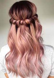 In This Post You Can See The Most Amazing Ideas Of Half Up Half Down Rose Gold Ombre Hairstyles To Wear In Ye Hair Color Rose Gold Hair Styles Long Hair