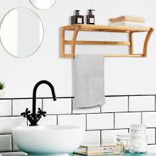You can add this hanger to any wall, and you will have the perfect blend. Bamboo Towel Bar Wall Mounted Storage Towel Rack Bathroom Shelf Towel Racks Holders Bathroom Accessories Home Garden Costway