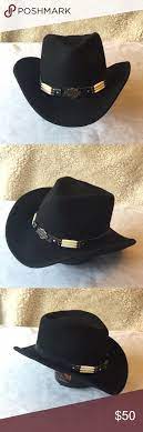Harley Davidson Black Wool Cowboy Hat Xl Cowboy Hats Harley Davidson Hats Crushable Cowboy Hat