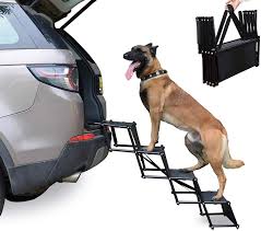 Ramps are better for large dogs. Amazon Com Heeyoo Upgraded Nonslip Car Dog Steps Portable Metal Fram Large Dog Stairs For High Beds Trucks Cars And Suv Lightweight Folding Pet Ladder Ramp With Wide Steps Can Support 150