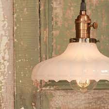 Reproduction Lighting With Vintage Sheffield Style Milk Glass Shade Reproduction Black Twist Wire White Milk Glass Glass Shades Cottage Style Interiors