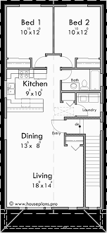 Triplex House Plan For Narrow Lot Stacked Units In 2021 House Plans Town House Plans How To Plan