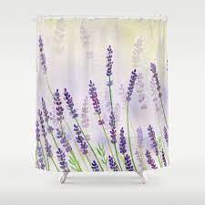 Lavender Flowers Watercolor By Melly Terpening Lavenderflowersart Lavenderflowerslover Watercolor Shower Curtain Designer Shower Curtains Watercolor Flowers