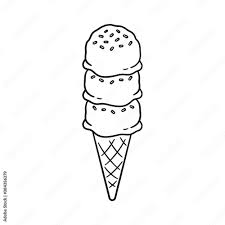 Based on a standard serving size of 4 ounces, a gallon of ice cream would yield 32 scoops. Triple Scoop Ice Cream With Sprinkles On Sugar Cone Line Art Outline Cartoon Illustration Coloring Book Page Activity Worksheet For Kids Stock Vector Adobe Stock
