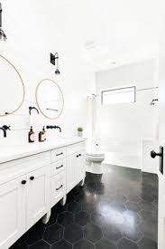 Black And White Hex Tile Bathroom Floor Black Large Hex Bathroom Floor Tile Lexi Grace Design Black Tile Bathrooms White Bathroom Designs Bathroom Tile Designs