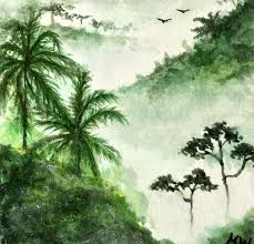 Watercolor Rainforest Rainforest Watercolor Jungle Art Fantasy Art Landscapes Jungle Drawing