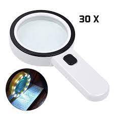 Magnifying Glass With Light 30x Handheld Large Magnifying Glass 12 Led Illuminated Lighted Magnifier For Macular Degener Magnifying Glass Magnifier Led Lights
