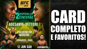 Most major mma promotions in the us, canada and britain use the cage as a result of directly evolving from the first ufc events. Ufc 263 Card Completo E Todos Os Favoritos Ufc Adesanya Vs Vettori 2 Youtube