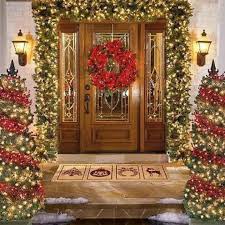 Evergreen Garland Around Door Front Door Christmas Decorations Christmas Door Decorations Christmas Lights