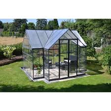 Palram Victory Orangery 10 Ft X 12 Ft Garden Chalet Greenhouse 702422 The Home Depot Backyard Greenhouse Greenhouse Plans Outdoor Sunroom