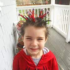 Mom Braids And Dyes Her Long Brown Hair But On Top Incredible Crazy Hair Day Boy Crazy Hair Boys Wacky Hair Days