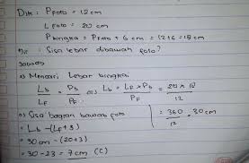 Pada bagian atas kiri dan kanan foto masih tersisa karton selebar 2 cm, jika foto dan karton sebangun maka luas 150.000. Sebuah Foto Berukuran 12 Cm Kali 20 Cm Akan Diletakkan Pada Bingkai Sedemikian Hingga Bagian Kiri Brainly Co Id
