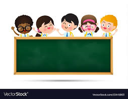 Back To School And Education Concept Happy Cartoon Group Of Kids In Student Uniform Behind Black Boa Powerpoint Background Design Education School Decorations