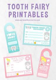 Two sets of adorable fairy printables for kids. Tooth Fairy Free Printables Party With Unicorns Tooth Fairy Kit Tooth Fairy Certificate Tooth Fairy Gifts