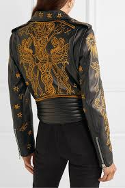 Black Embroidered Leather Biker Jacket Moschino In 2020 Fashion Clothes Design Aesthetic Clothes