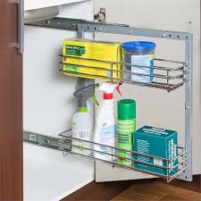 Restored 300mm 2 Tier Chrome Under Sink Pullout Unit Pantry Storage Under Sink Kitchen Sink Organization