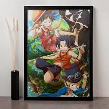 SoulAbiti Presents One piece Monkey.D.Luffy, Portgas.D.Ace and Sabo Art (  12-inch X 18-inch, Framed) L-2 : Amazon.in: Home & Kitchen