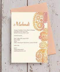 Orange Red Paisley Mehndi Baraat Card Wedding Invitation Card Design Indian Wedding Invitation Cards Indian Wedding Invitation Card Design