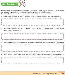 Kunci jawaban tantri basa kelas 6 hal 56 kunci jawaban buku tantri basa kelas 6 ilmusosial id bicara tentang soal tema 1 kelas 5 tentu kita harus tahu dulu bahwa di dalam tema 1 terdiri dari 3 subtema. Kepala Sekolahku Pemimpin Idolaku Hal 75 81 Kelas 6 Tema 7