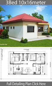 Modern house designs, small house designs and more! Home Design 10x16m With 3 Bedrooms Home Ideas Bungalow Style House Plans Cottage Style House Plans House Construction Plan