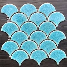 Stone designs accentuates walls with ginkgo acoustic panels. Blue Ice Crack Porcelain Mosaic Tile In Fish Scale Design For Bathroom Wall And Kitchen Backsplash