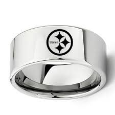 Pittsburgh Steelers Football Logo 8mm Tungsten Carbide Silver Wedding Band Ring Mens Wedding Rings Tungsten Silver Wedding Bands Silver Tungsten