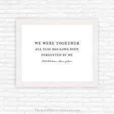 We Were Together Walt Whitman Quote Wall Art Print Etsy We Are Together Wall Art Quotes Quotes