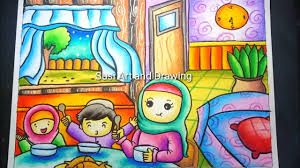 Kaligrafi untuk anak tk gambar gratis. Cara Menggambar Dan Mewarnai Orang Buka Puasa Bersama Youtube