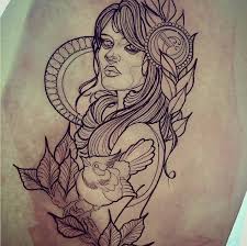 Illustration Woman Woman Girl Neotraditionel Neotraditional Neo Traditionel Draw Drawing Traditional Tattoo Face Tattoo Drawings Neo Traditional Tattoo