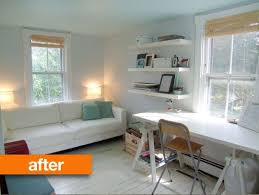 No matter how modest your small apartment is, it's possible to create a stylish space for working! Before After Christina S Tiny Bedroom To Bright Office Plus Guest Room Office And Guest Room Office And Guest Room Combo Home Office Guest Room