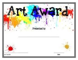 Art Award Art Handouts Art Certificate Art Education Projects