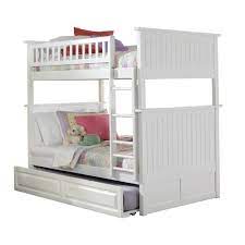 Atlantic Furniture Nantucket Bunk Bed Twin Over Twin With Twin Size Raised Panel Trundle Bed In White Ab59132 The Home Depot Atlantic Furniture Bunk Bed With Trundle White Bunk Beds
