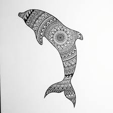 Black And White Drawing Images Of Animals Zentangle Dolphin Zentangle Dolphin Black White Mandala Doodle Drawing Animal Mandala Drawing Animal Drawings Dolphin Art