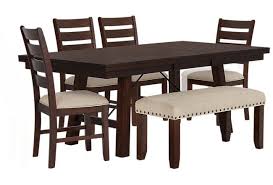 Jax Dark Tone Rect Table 4 Chairs Bench Upholstered Dining Bench Wood Side Chair Dining Room Bench