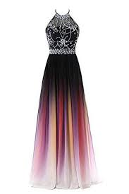 Women S Long Gradient Chiffon Prom Dress Halter Neck Beaded Dress With Images Prom Dresses Uk Halter Prom Dresses Chiffon Prom Dress