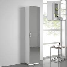 The keuco royal universe illuminated mirrored wall cabinet is a stunning piece of bathroom hardware. Mirrored Door Matte White Tall Storage Cabinet Floor Standing Soak Com Tall Cabinet Storage Tall Bathroom Storage Kitchen Furniture Storage