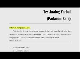 Contoh soal psikotes dan jawabannya 1. Psikotest Tes Analog Verbal Padanan Kata By The Jobseeker
