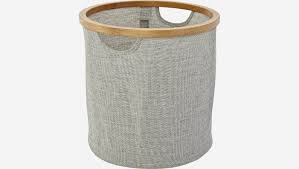 Each of these baskets is handwoven by artisans in vietnam from natural modern round lidded basket. Barnabe Bamboo And Fabric Round Laundry Basket Grey 30 Cm Habitat