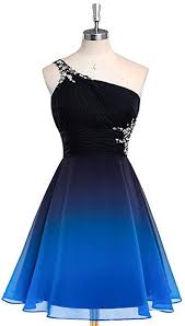 Hear Women S Ombre One Shoulder Crystals Prom Gown Short Gradient Backless Chiffon Cocktail Dresses Hear Cute Prom Dresses Chiffon Cocktail Dress Gowns Dresses