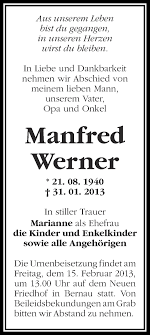 Traueranzeigen von Manfred Werner