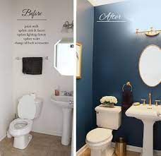 I M Happy To Have One Of The 4 Areas I Ve Been Wanting To Design In My House Completed The Powder R Blue Bathroom Decor Powder Room Makeover Bathroom Makeover