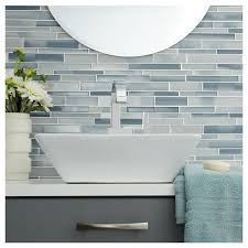 Ceramic tiles have no competition when it comes to the bathrooms. American Olean Delfino Ocean Reserve 11 In X 15 In Polished Glass Linear Wall Tile Lowes Com Wall Tiles Glass Mosaic Tile Shower Mosaic Wall Tiles